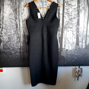 $169 Bebe Bandage midi dress, black, size large, brand new with tags